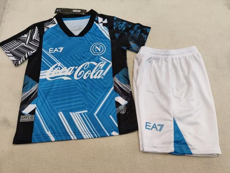 24/25 Napoli Training Kids Soccer Jersey And Shorts