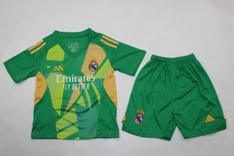 24/25 Real Madrid Goalkeeper Green Kids Soccer Jersey And Shorts