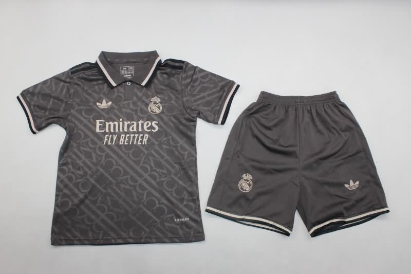 24/25 Real Madrid Third Kids Soccer Jersey And Shorts Leaked