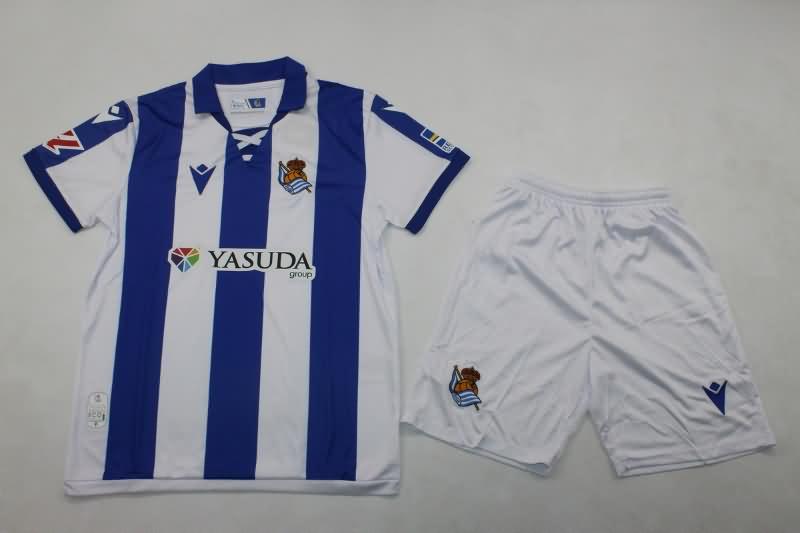 24/25 Real Sociedad Home Kids Soccer Jersey And Shorts