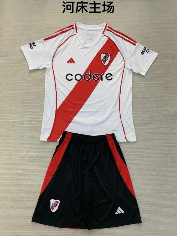 2024 River Plate Home Kids Soccer Jersey And Shorts