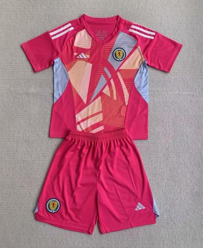 2024 Scotland Goalkeeper Pink Kids Soccer Jersey And Shorts