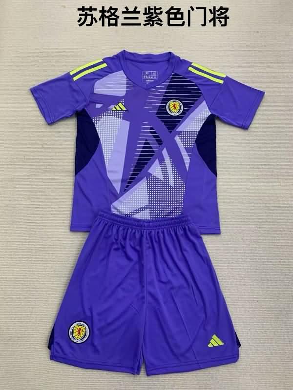 2024 Scotland Goalkeeper Purples Kids Soccer Jersey And Shorts