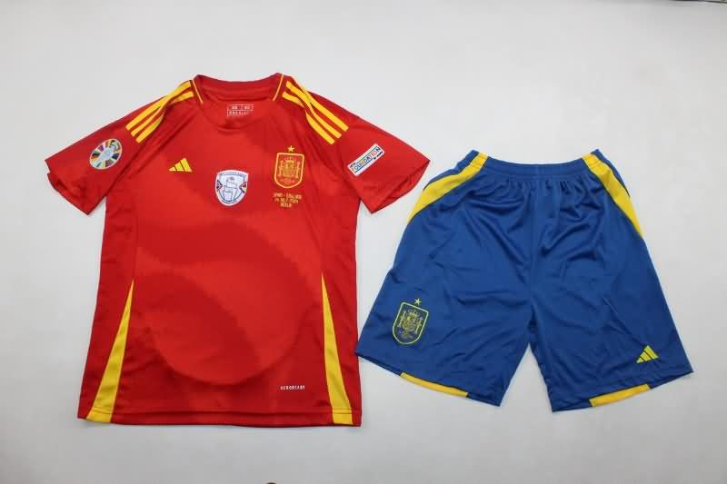 2024 Spain Home Final Kids Soccer Jersey And Shorts