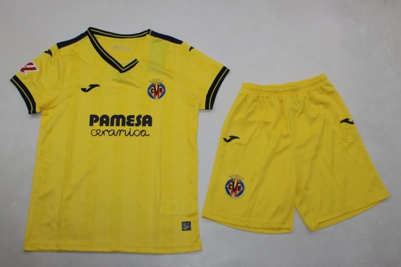 24/25 Villarreal Home Kids Soccer Jersey And Shorts