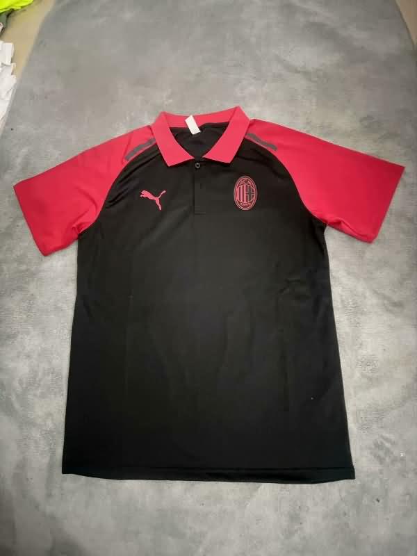 Thailand Quality(AAA) 24/25 AC Milan Black Polo Soccer T-Shirt