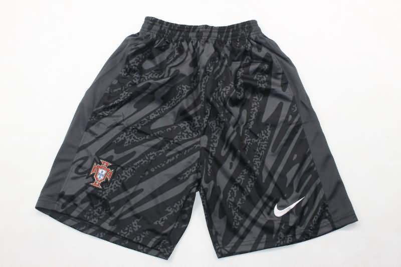 Thailand Quality(AAA) 2024 Portugal Goalkeeper Black Soccer Shorts