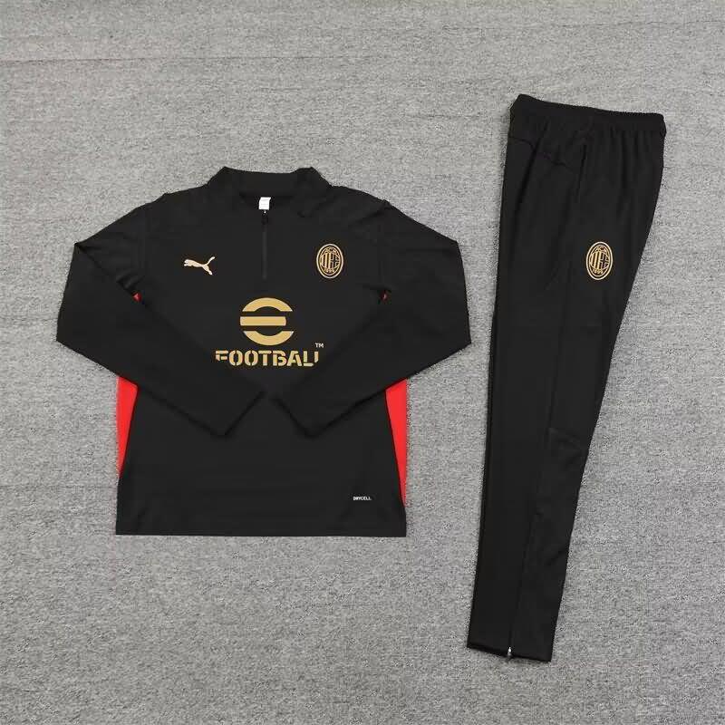 Thailand Quality(AAA) 24/25 AC Milan Black Soccer Tracksuit