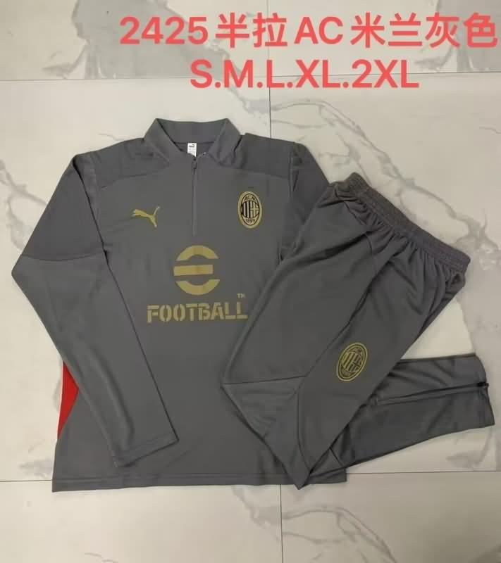 Thailand Quality(AAA) 24/25 AC Milan Grey Soccer Tracksuit 03