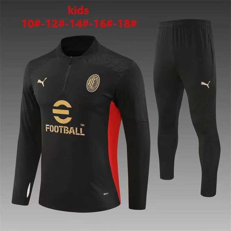 Kids - Thailand Quality(AAA) 24/25 AC Milan Black Soccer Tracksuit