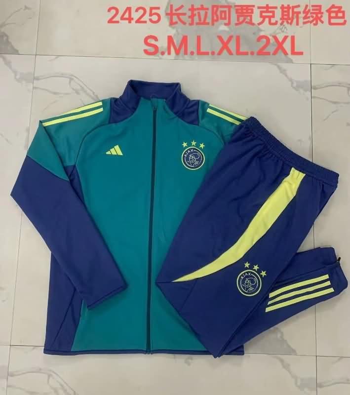 Thailand Quality(AAA) 24/25 Ajax Green Soccer Tracksuit