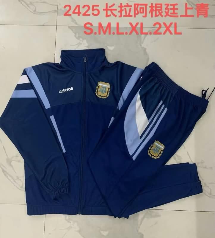 Thailand Quality(AAA) 2024 Argentina Dark Blue Soccer Tracksuit