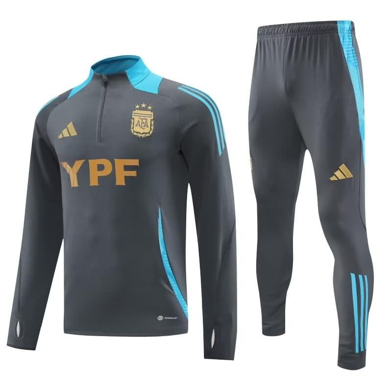 Thailand Quality(AAA) 2024 Argentina Grey Soccer Tracksuit 02