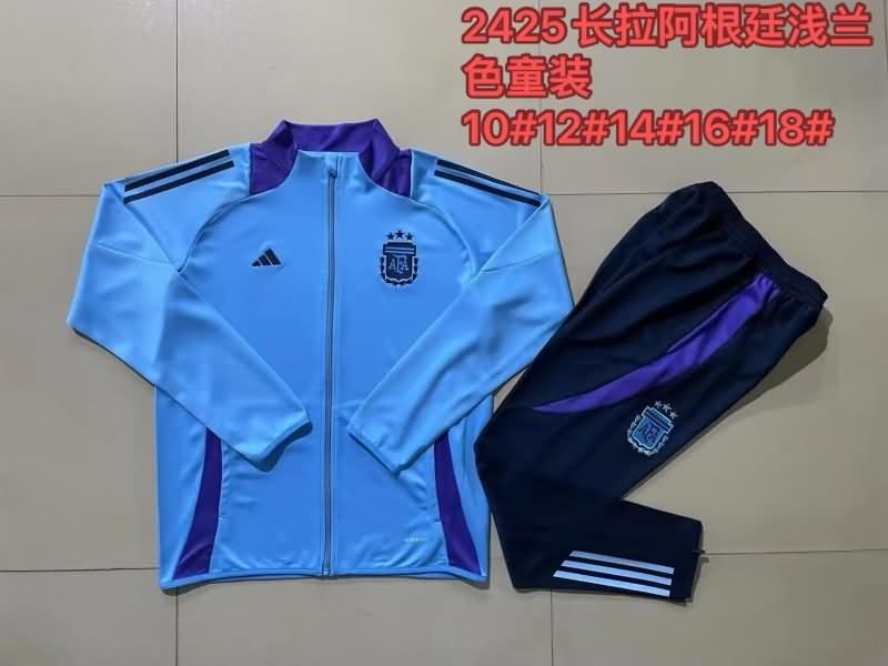 Kids - Thailand Quality(AAA) 2024 Argentina Blue Soccer Tracksuit