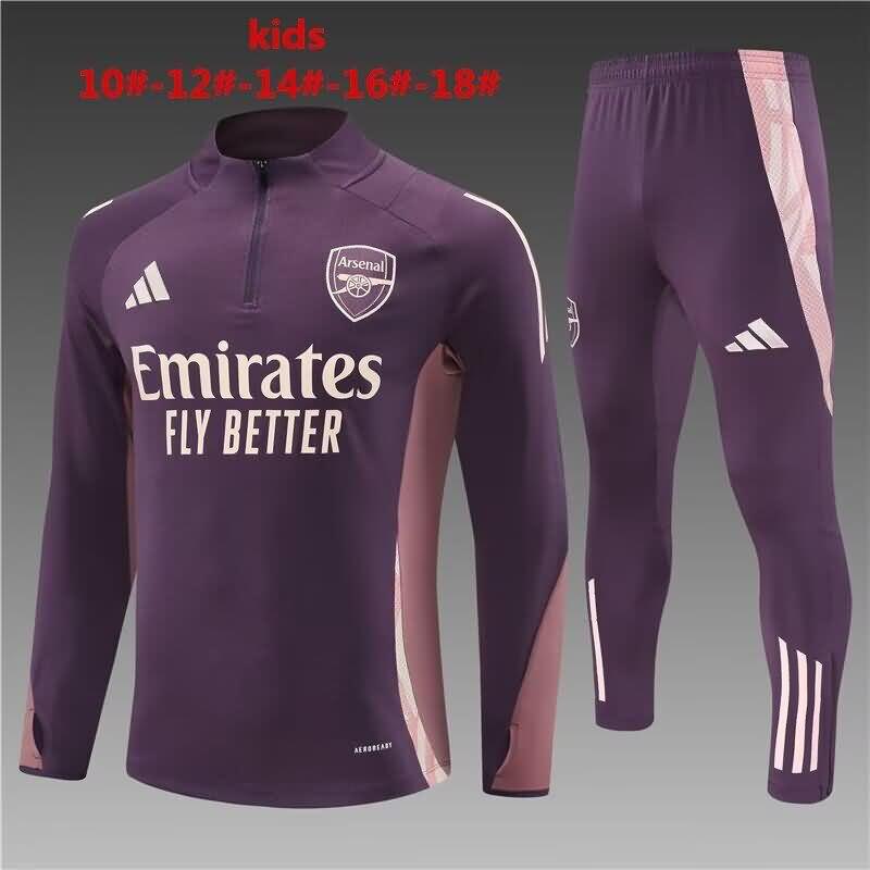 Kids - Thailand Quality(AAA) 24/25 Arsenal Purples Soccer Tracksuit