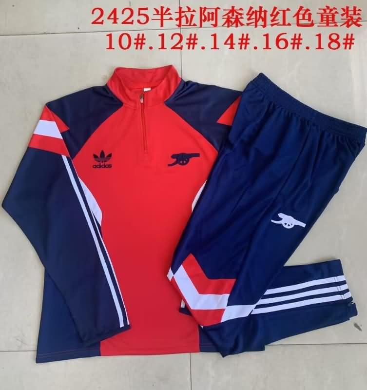 Kids - Thailand Quality(AAA) 24/25 Arsenal Red Soccer Tracksuit 03