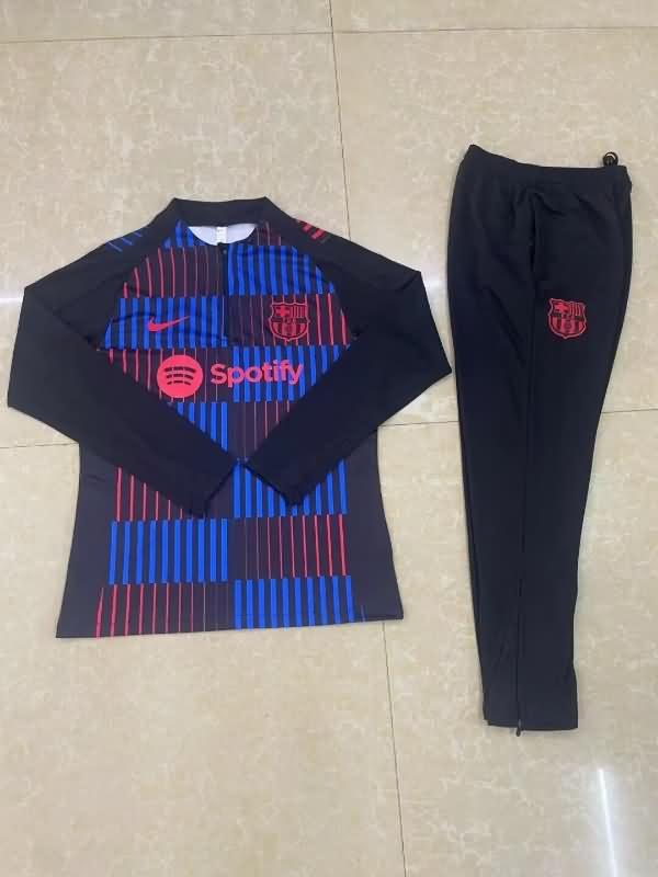 Thailand Quality(AAA) 24/25 Barcelona Black Soccer Tracksuit 03