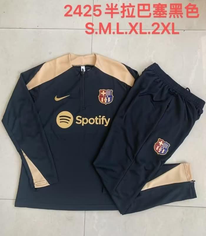 Thailand Quality(AAA) 24/25 Barcelona Black Soccer Tracksuit 04