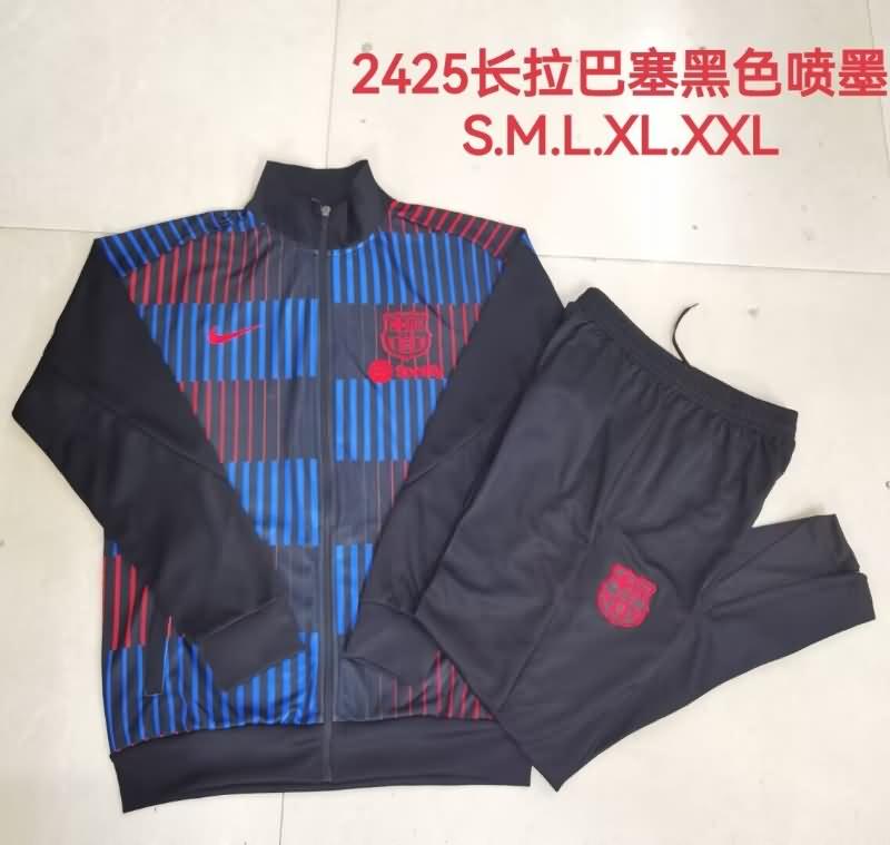 Thailand Quality(AAA) 24/25 Barcelona Black Soccer Tracksuit 06