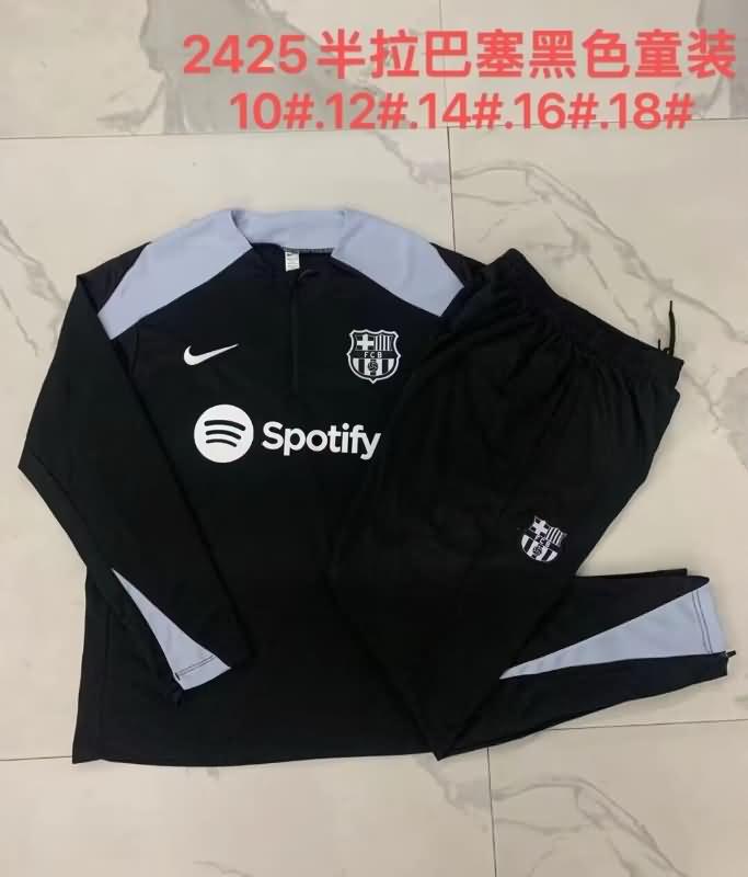 Kids - Thailand Quality(AAA) 24/25 Barcelona Black Soccer Tracksuit