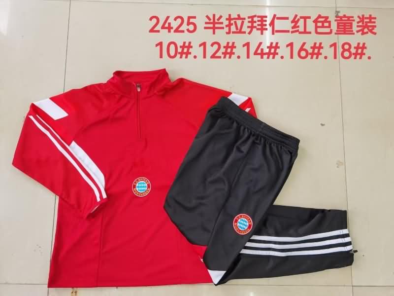 Kids - Thailand Quality(AAA) 24/25 Bayern Munich Red Soccer Tracksuit 03