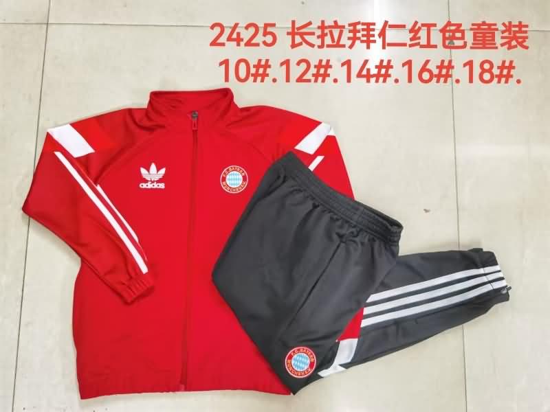 Kids - Thailand Quality(AAA) 24/25 Bayern Munich Red Soccer Tracksuit 04