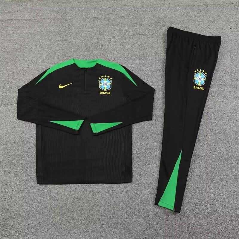 Thailand Quality(AAA) 2024 Brazil Black Soccer Tracksuit