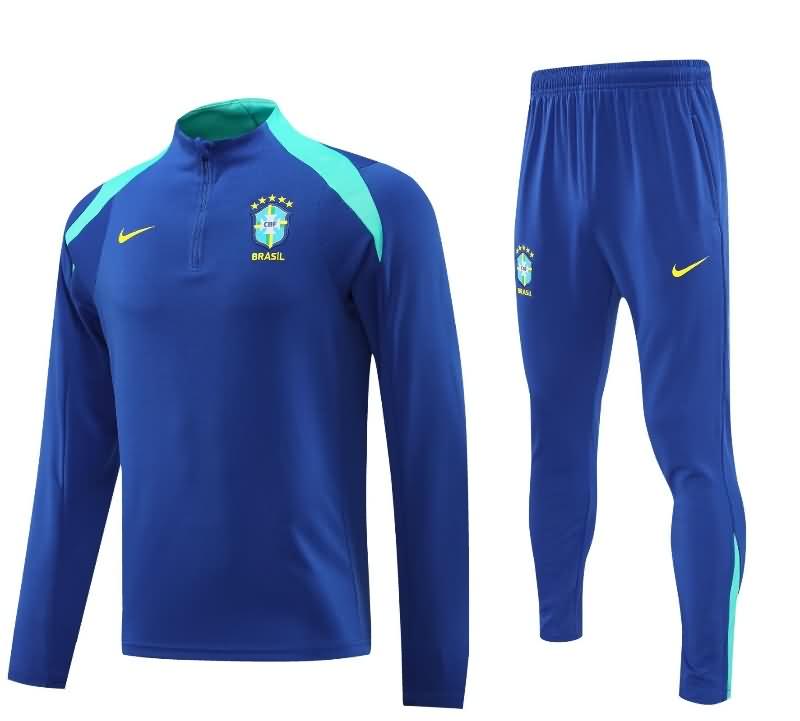 Thailand Quality(AAA) 2024 Brazil Blue Soccer Tracksuit 04