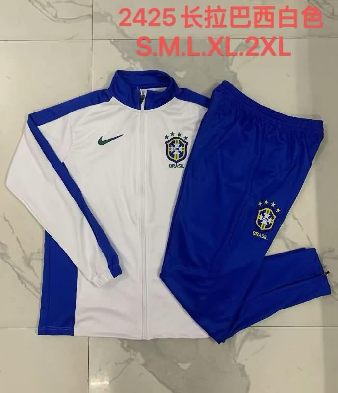 Thailand Quality(AAA) 2024 Brazil White Soccer Tracksuit