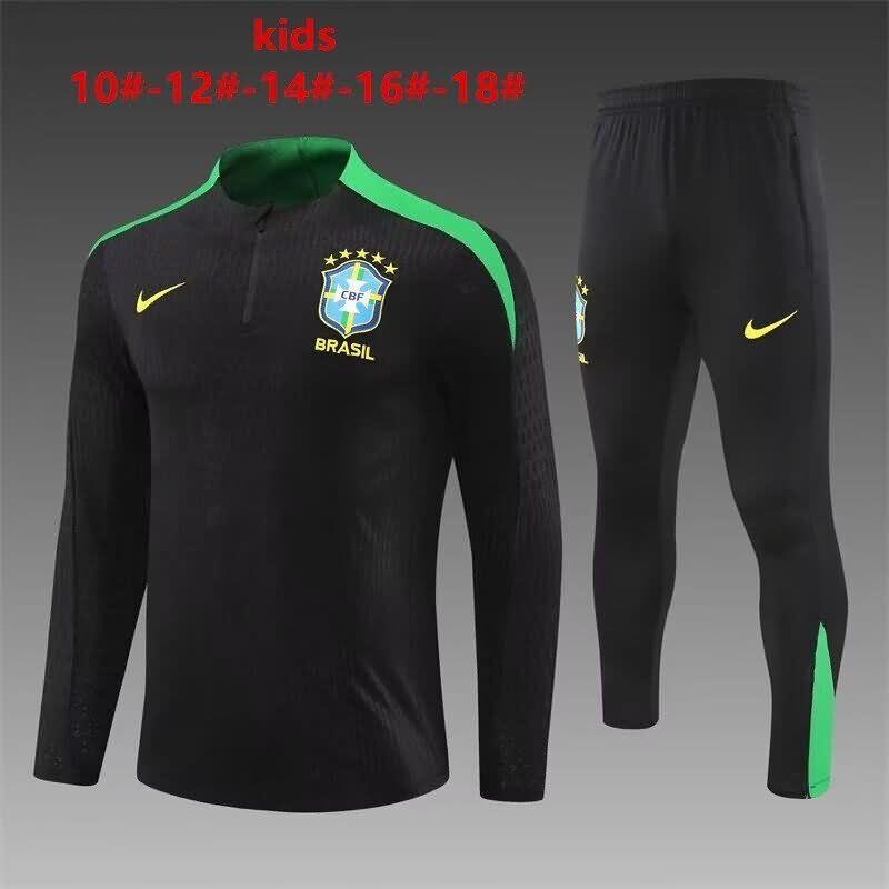 Kids - Thailand Quality(AAA) 2024 Brazil Black Soccer Tracksuit