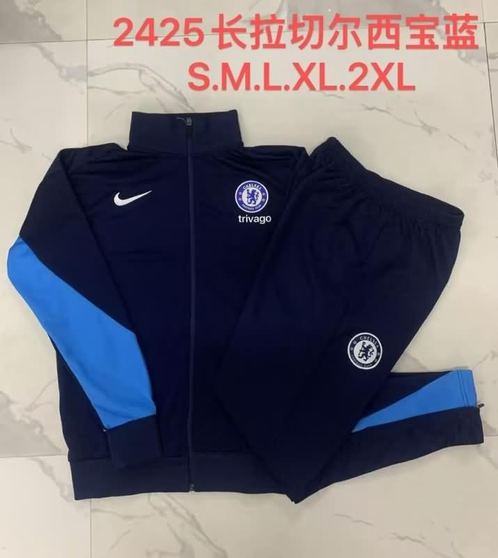 Thailand Quality(AAA) 24/25 Chelsea Dark Blue Soccer Tracksuit 03