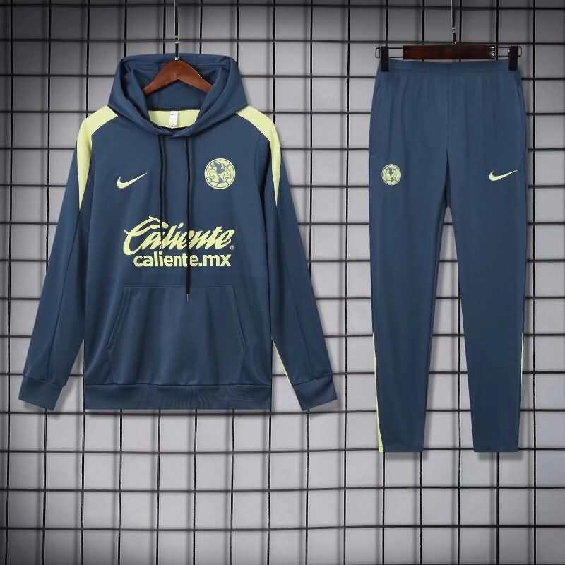 Thailand Quality(AAA) 24/25 Club America Dark Blue Soccer Tracksuit