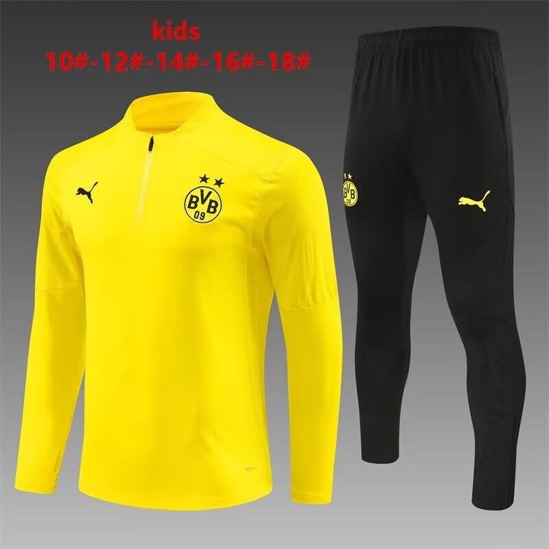 Kids - Thailand Quality(AAA) 24/25 Dortmund Yellow Soccer Tracksuit 02