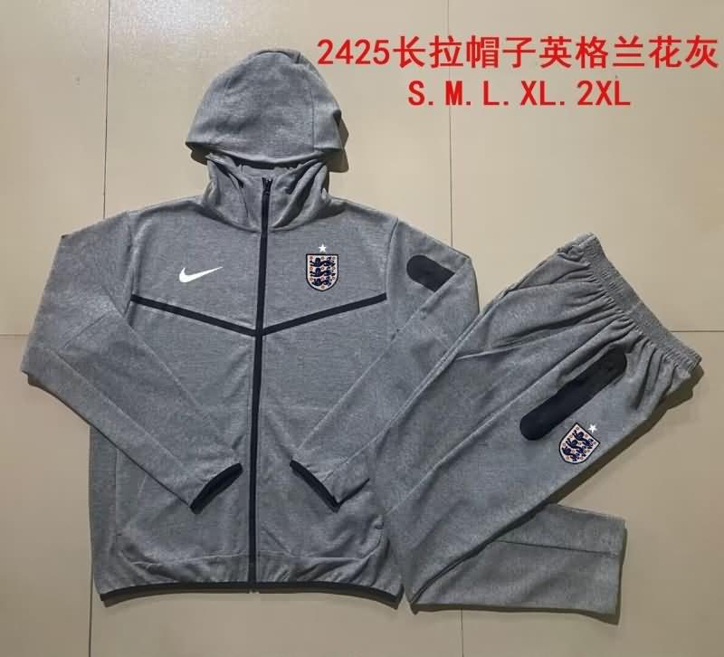 Thailand Quality(AAA) 2024 England Grey Soccer Tracksuit