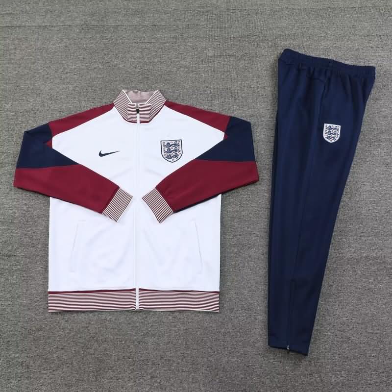 Thailand Quality(AAA) 2024 England White Soccer Tracksuit 02