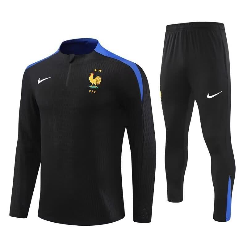 Thailand Quality(AAA) 2024 France Black Soccer Tracksuit