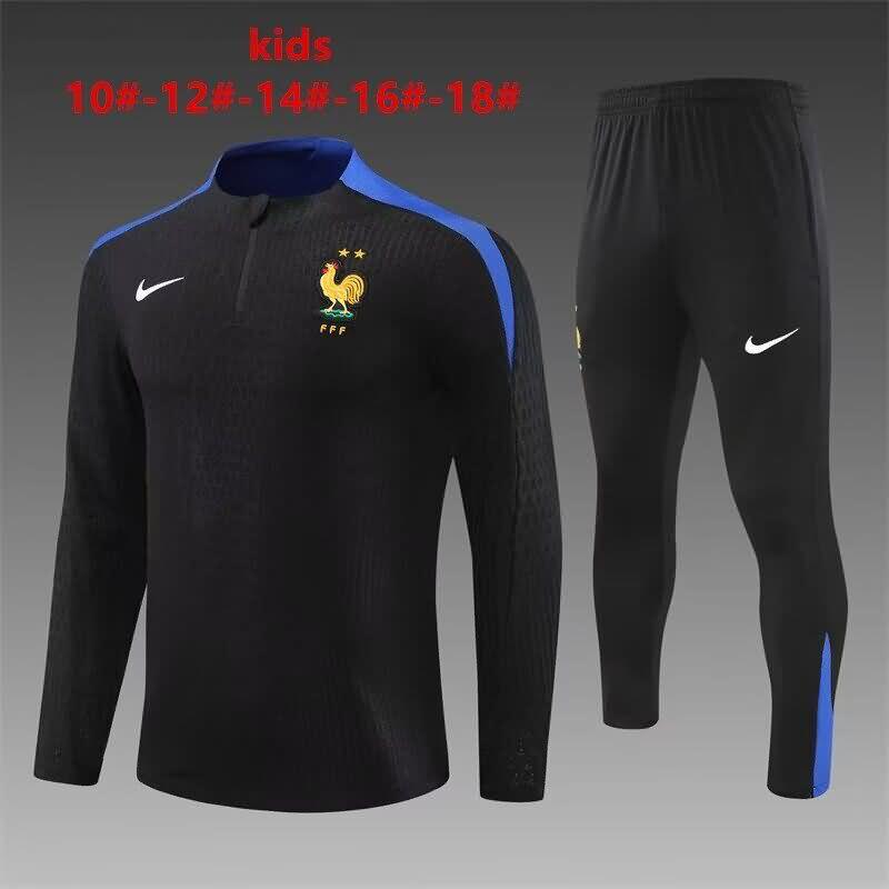 Kids - Thailand Quality(AAA) 2024 France Black Soccer Tracksuit