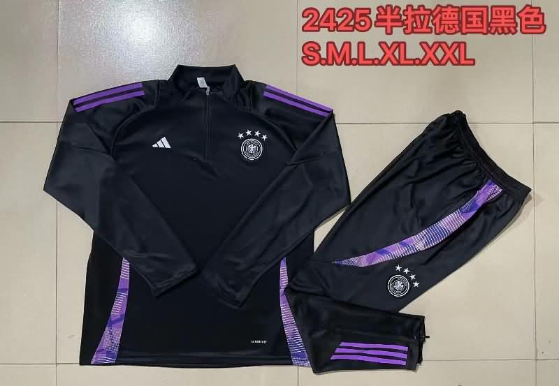 Thailand Quality(AAA) 2024 Germany Black Soccer Tracksuit 02