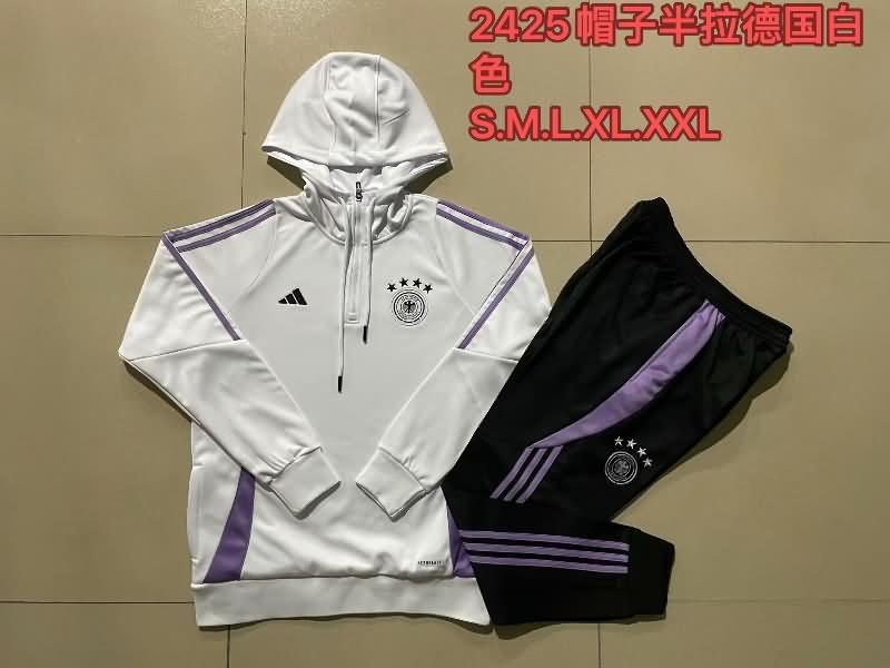 Thailand Quality(AAA) 2024 Germany White Soccer Tracksuit 04