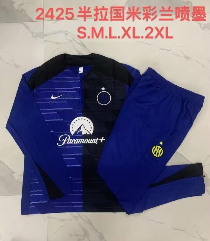 Thailand Quality(AAA) 24/25 Inter Milan Blue Soccer Tracksuit