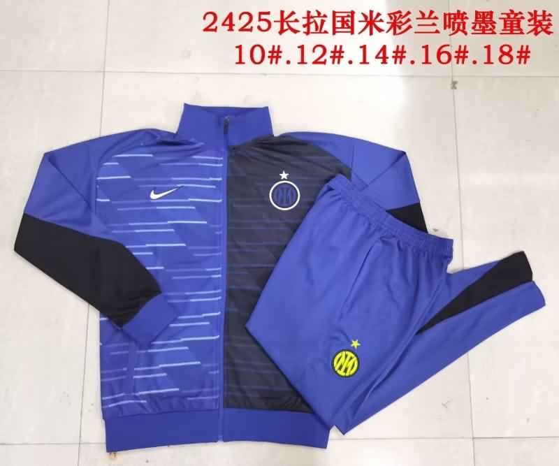 Kids - Thailand Quality(AAA) 24/25 Inter Milan Blue Soccer Tracksuit