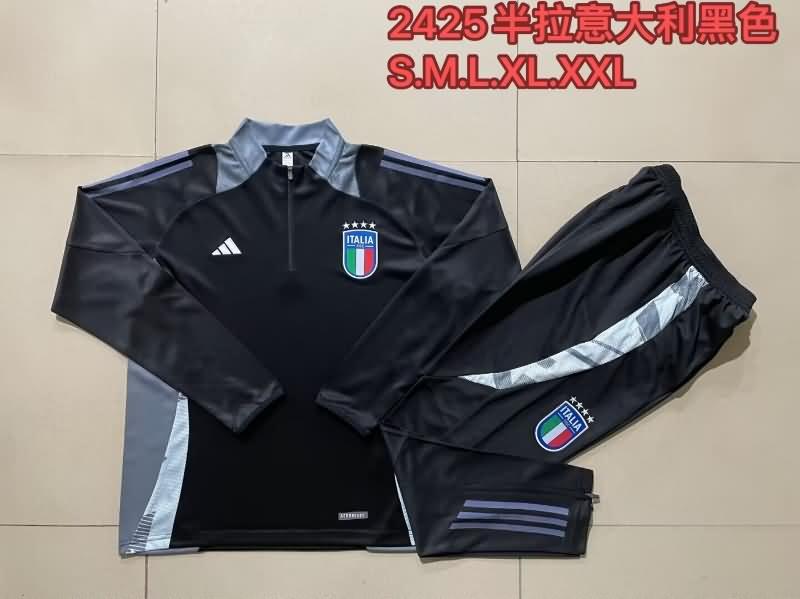 Thailand Quality(AAA) 2024 Italy Black Soccer Tracksuit