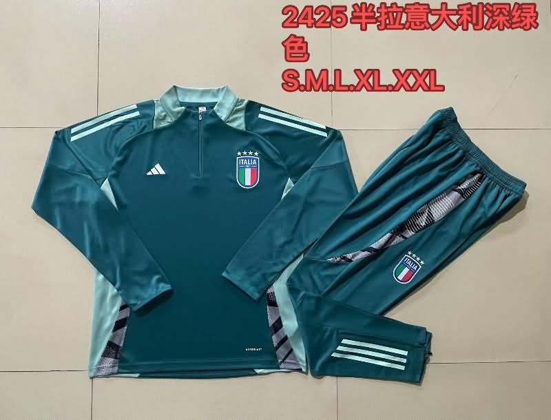 Thailand Quality(AAA) 2024 Italy Green Soccer Tracksuit