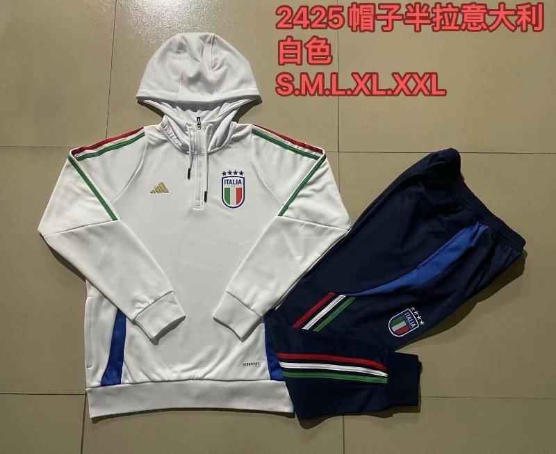 Thailand Quality(AAA) 2024 Italy White Soccer Tracksuit 03