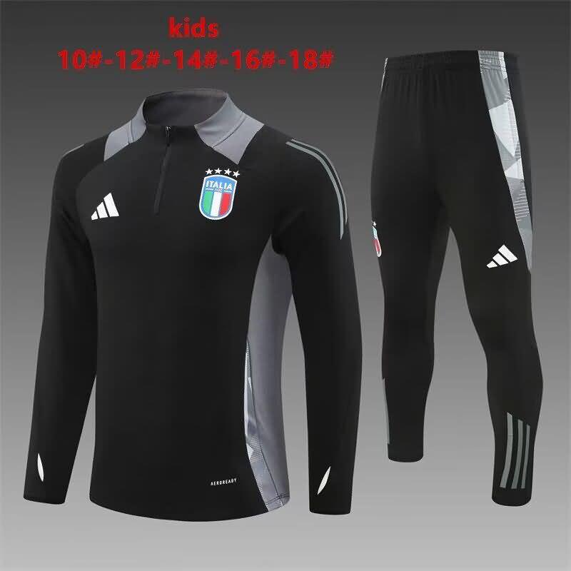 Kids - Thailand Quality(AAA) 2024 Italy Black Soccer Tracksuit