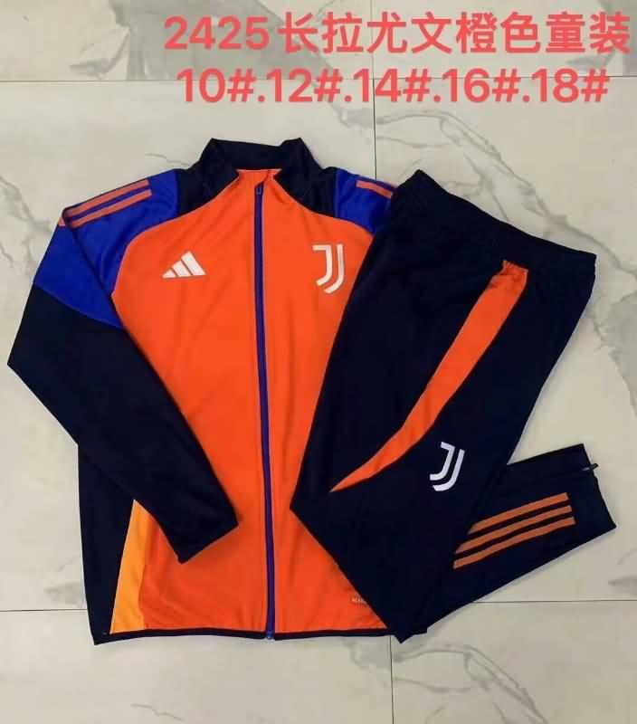 Kids - Thailand Quality(AAA) 24/25 Juventus Orange Soccer Tracksuit 02