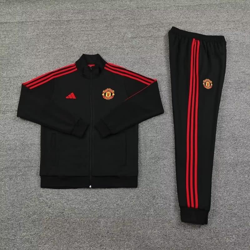 Thailand Quality(AAA) 24/25 Manchester United Black Soccer Tracksuit 03