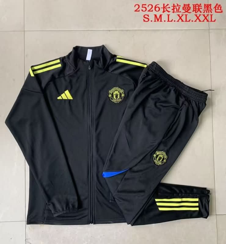 Thailand Quality(AAA) 24/25 Manchester United Black Soccer Tracksuit 13