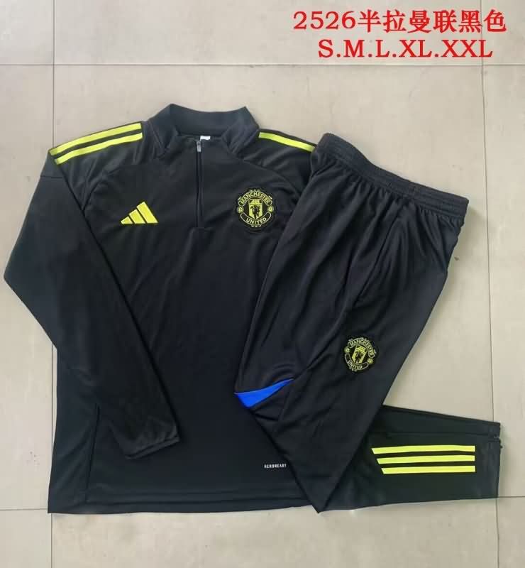 Thailand Quality(AAA) 24/25 Manchester United Black Soccer Tracksuit 14
