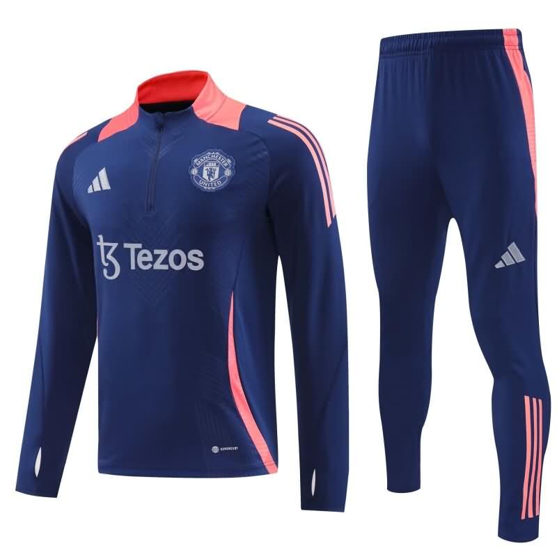 Thailand Quality(AAA) 24/25 Manchester United Dark Blue Soccer Tracksuit 02